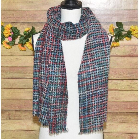 NWT J.Jill Ladies Scarf Black Multi Color Wide Wrap 20" X 70" - Picture 1 of 9